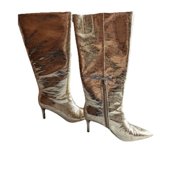 Worthington Pleasant Stiletto Heel Dress High Boots Gold Size 61/2 New With Tags - Picture 5 of 8